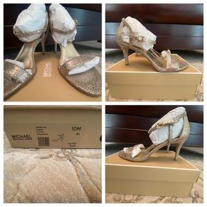 Michael Kors Gold Simone glitter strappy sandals-very gently used